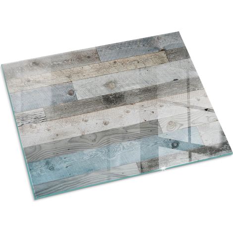 Plaque Rectangulaire de sol pour cheminée en verre trempé avec impression Planches de différentes nuances 80x60 cm (1/5)