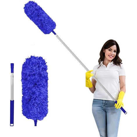 Teleskop Staubwedel ausziehbar bis 237cm, waschbar, mit Silikonkappe, dunkelblau