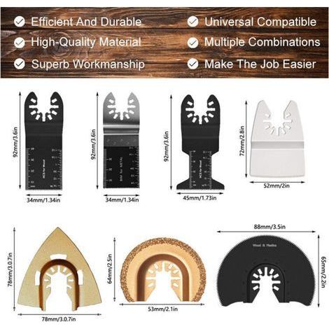 Outil Multifonction Saw Blades Accessoires Kit,25 Pcs Accessoires d'outils Oscillants Multifonctions Lame de scie universelle pour Fein Multimaster, Dremel, Bosch, Makita, Dewalt et p (1/4)