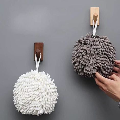 2 pièces Serviette Sèche-Mains Suspendue, Serviettes Microfibre Douce Super absorbantes à séchage Rapide avec Crochets (1/4)