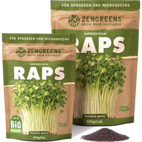 Bio Keimsaat Raps 200 g Sprossen und Microgreens Samen ZenGreens (1/5)
