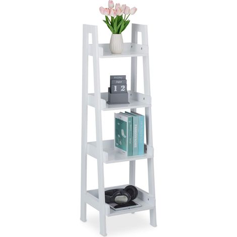 Étagère Droite, 4 Niveaux, Meuble de Rangement pour décorations, Plantes et Livres, 112x33x30 cm, Blanc (1/5)
