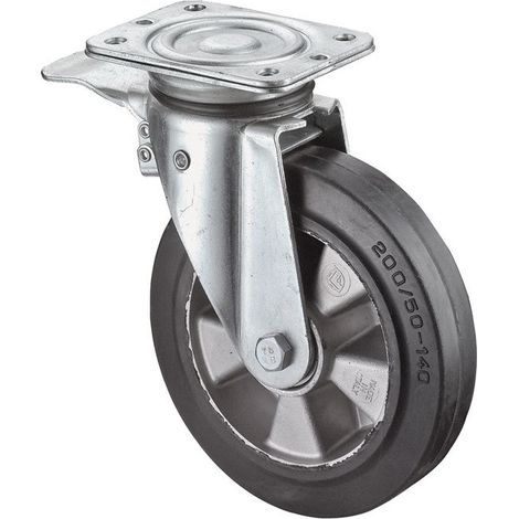 Rueda giratoria de alta resistencia D.160mm Trgf.300kg goma tope total 135mm 110mm BS ROLLEN