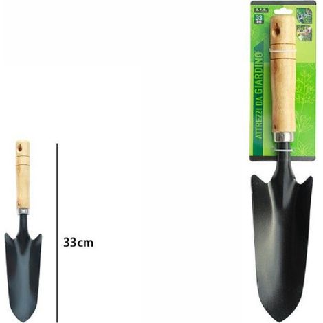 Trade Shop Traesio - Pala Paletta Terra Attrezzo Da Giardinaggio Giardino Manico In Legno 33 Cm 59690 -