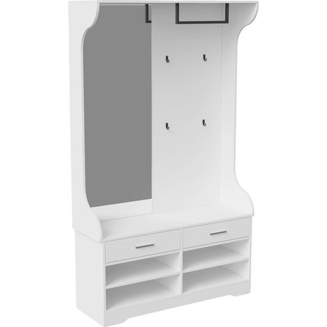 Kleiderschrank, Moderner Stil, 2 Schubladen Stauraum, Weiß (1/2)