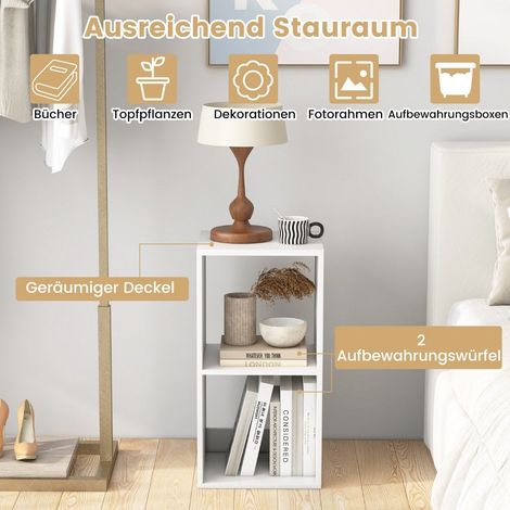 Bookcase with 2 compartments cube shelf standing shelf open shelf storage shelf for living room white (1/5)