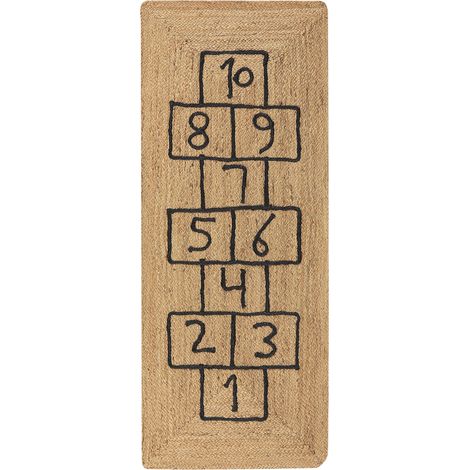 Tappeto in juta con numeri rettangolare 60 x 150 cm stile rustico boho per soggiorno e camera da letto naturale Tavasa