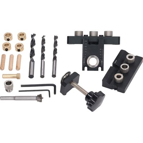 Kit de perforación de espigas de aleación de aluminio con guía de perforación de profundidad ajustable, (1/5)
