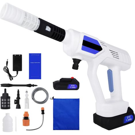 Lavatrice elettrica ad alta pressione Pistola per lavaggio auto ricaricabile Pistola ad acqua elettrica senza fili Macchina per schiuma per batteria Makita 24V, Con 1 batteria