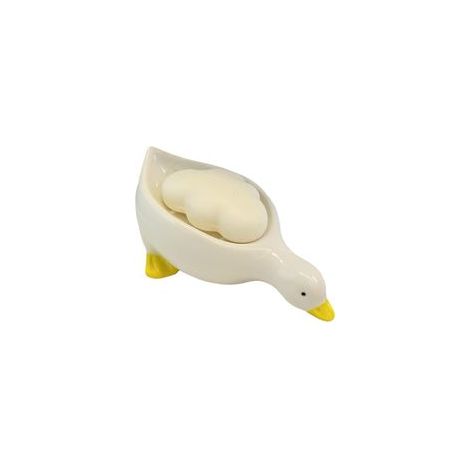 Preciosa jabonera de cerámica con forma de pato, autodrenante, apta para la ducha, el baño, la bañera, la cocina y el fregadero.