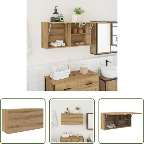 Holzschrank - Bad-Wandschrank Artisan-Eiche 80x25x40 cm Holzwerkstoff (1/5)