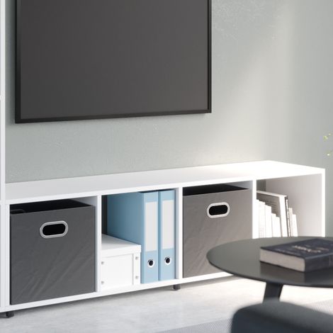 Separador de ambientes Ludus, Blanco, 142.5 x 36.2 cm con 2 cajas plegables (antracita), Vicco