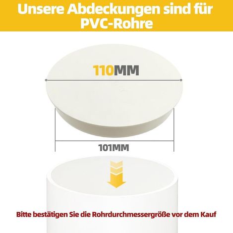 Bouchon de tuyau PVC blanc DN 100-110 mm – Capuchon d’extrémité pour conduit rond Ø100 mm – Aide à l’étanchéité, protection contre les odeurs et les nuisibles – Installation facile pour ventilation (1/5)