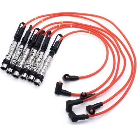 Zündspule, Zündkerzen, Zündkabel (rotes Kabel), 6-teilig, für Golf III Corrado VR6 2.8 2.9 mit Fächerkrümmer (1/5)