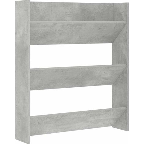 Armoire à chaussure  Meuble à chaussures murale Gris béton 80x18x90 cm Aggloméré (1/5)