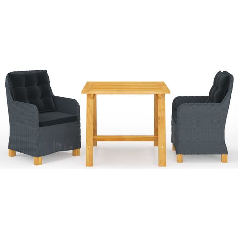 Ensemble Table et Chaise de Jardin  Salon de jardin 3 pcs Gris foncé 39771 (1/5)