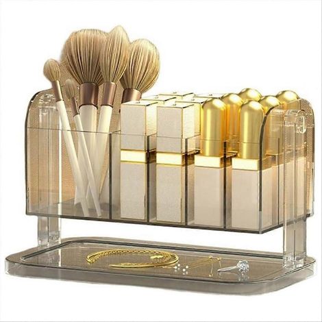 Aufbewahrungsbox für Kosmetikartikel auf dem Schreibtisch, Organizer für Make-up-Pinsel, Fach für Schmuck und Lippenstifte, für Badezimmerregal oder Arbeitsplatte (1/5)