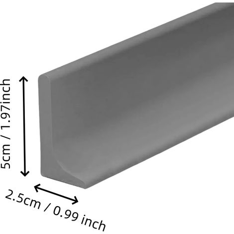 (Grey Height 5cm-250cm - 8.2ft)Shower Threshold Water Guard Dam Bottom Seal for Bathroom Glass Shower Door Strip Dry and Wet Separation Caulk Seal Edge Tape (1/4)
