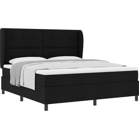 Maison Exclusive - Lit à ressorts avec matelas Noir 180 x 200 cm tissu (1/5)