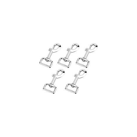 Crochet Mousqueton 5 Pcs Mousquetons 75mm Pivotant à 360 ° Mousqueton Laisse Chien, Mousqueton Pivotant Crochets pour Animal Domestique Chaînes Porte-Clé Sac à Dos (Argent) (1/5)