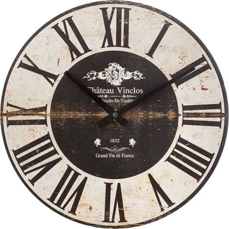 Wooden MDF Wall Clock 28cm Diameter in Black or Beige - Silent with Metal Hands, Runs on AA Battery, Ideal for Kitchen Decor. Perfect Large Wall Clock for Home and Office. (1/4)