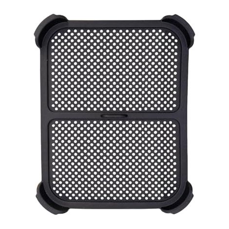 Friteuse à air avec surface antiadhésive ventilée, protection contre les graisses, circulation de la chaleur, conception compatible lave-vaisselle, pare-éclaboussures. (1/4)