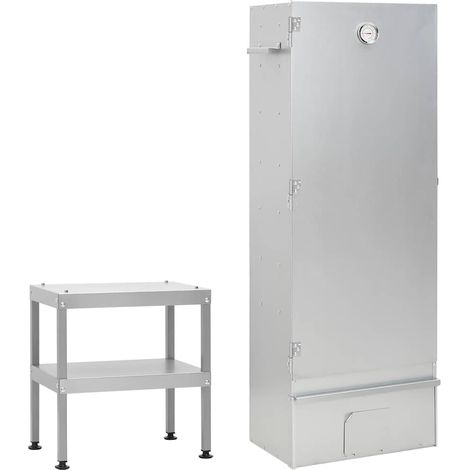 BBQ Oven Smoker with Table Galvanised Steel vidaXL