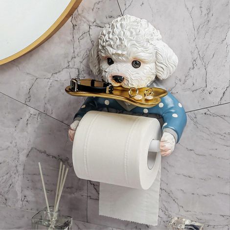 Porte-papier toilette noir mat avec étagère en bois, fixation murale, design gain de place pour salle de bain (1/5)