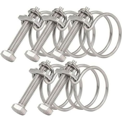 Lot de 5 colliers de serrage à double fil de 45 à 50 mm. colliers de serrage en acier inoxydable 201. fixation universelle pour (1/4)