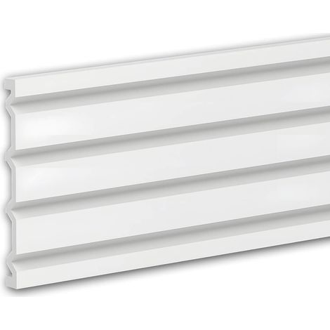 3d panneau mural Profhome 659806 Lambris mural Panneau acoustique Cimaise Frise Moulure en stuc Moulure décorative design moderne blanc 2 m