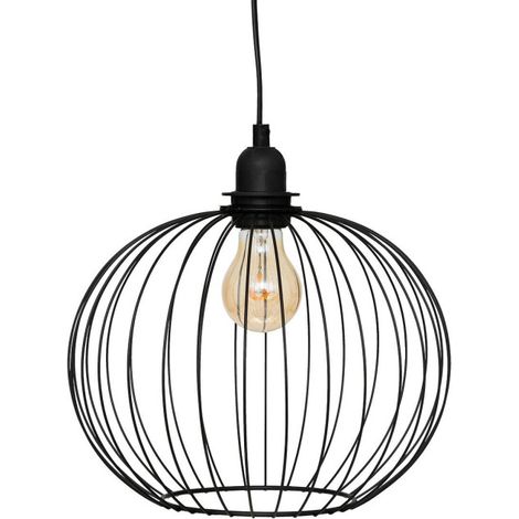 Lampe Suspension en Métal "Victa" 28cm Noir (1/2)