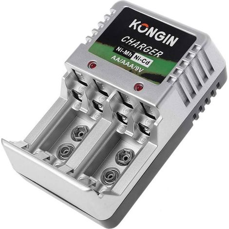 Trade Shop - Cargador De Batería Baterías Recargables Cargador De Batería Aaa 9v Ni-mh Cd - (1/5)