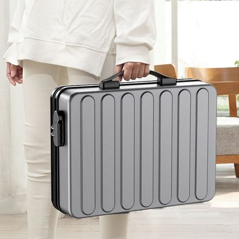 Coffre de Documents Sécurisé Coffre-Fort Ignifuge Anti-Shock Imperméable à Code 3 Digts Multi-Pochettes 41x30x13cm PVC pour Argent Papiers Passports USB (1/5)