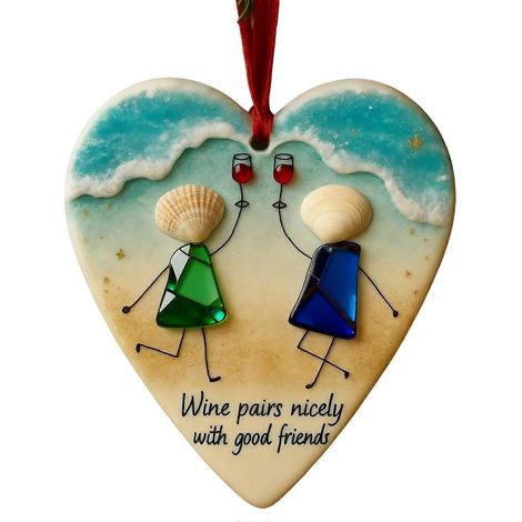 Runde Acryl-Guyship-Dekoration, dauerhafte Guyship-Herz-Erinnerungsornamente für den Weihnachtsbaum, herzförmige Kunst-Hängeornamente für Kameradinnen (1/5)