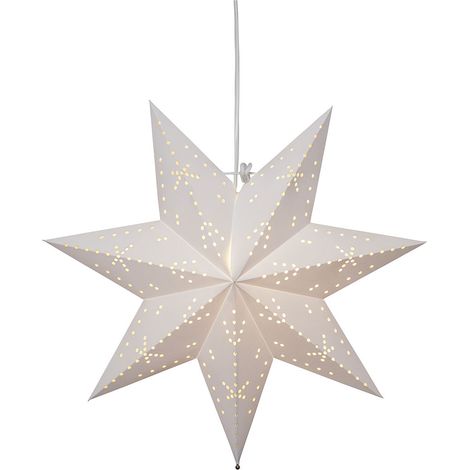 Étoile en papier blanc « Classic », motif perforé, 7 branches, alimentation secteur, douille E14, Ø 45 cm