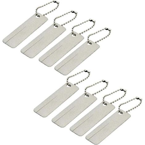 Aiguiseur de poche multi-usages en acier avec cordon, petite pierre à aiguiser portable pour couteaux, ciseaux et camping, couleur argent