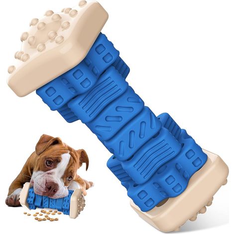 Giocattolo da masticare indistruttibile per masticatori aggressivi, giocattoli puzzle resistenti per cani con sapore di manzo, giocattoli interattivi per distribuire dolcetti per cani di piccola/media (1/5)