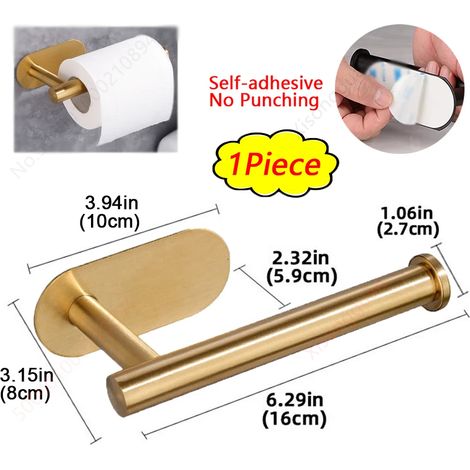 (1 support court doré) Porte-papier essuie-tout, porte-papier toilette, distributeur de mouchoirs adhésif, accessoires de rangement pour salle de bain (1/5)