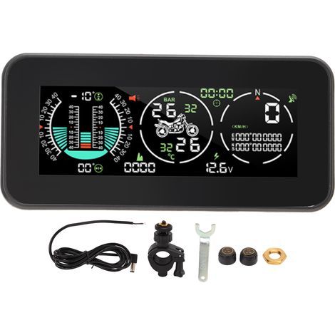 Reifendruckkontrollsystem, Steigungsanzeige, GPS-HUD-Display mit 2 externen TPMS-Sensoren für Motorrad (1/5)