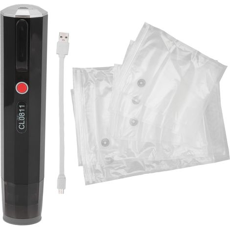 Aspirateur sous vide portatif rechargeable USB, scelleuse alimentaire automatique multifonction compacte noire (1/5)
