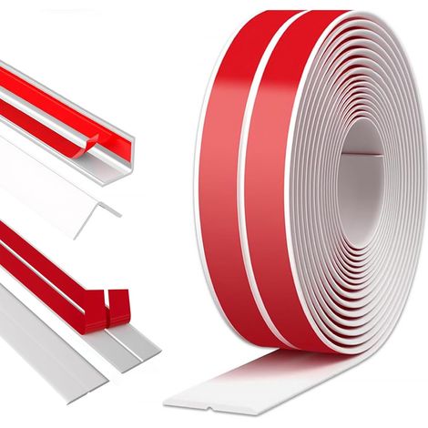 Protection des bords autocollante blanche pour murs et portes, profilé d'angle de 2 cm x 3,3 m, avec haute adhérence, facile à couper pour portes, fenêtres, murs, cuisine, carrelage (1/5)