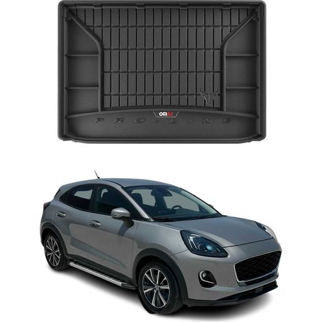 Tapis de Coffre 3D TPE Premium pour Ford Puma 2019 à 2023, Bac de Protection de Coffre Intérieur antidérapant, Revêtement de Coffre Bords Hauts pour Voiture, Noir