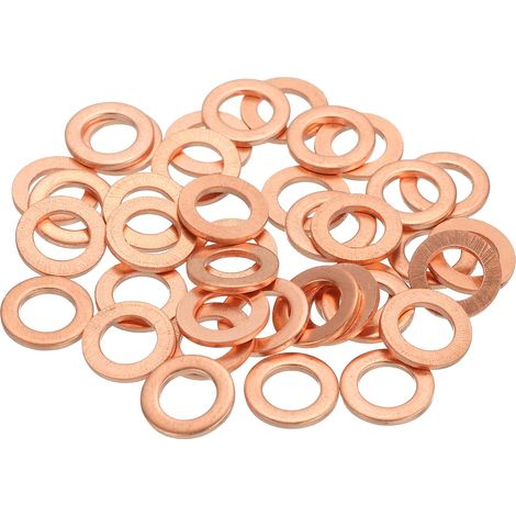 38Pcs Rondelles Métal Plates, M6 Rondelles Cuivre Joint, 6mm DI, 10mm DE, 1mm Épaisseur D'Étanchéité Cuivre Kit Rondelles Écrasées Assortiment pour Boulons Vis Réparation (1/5)