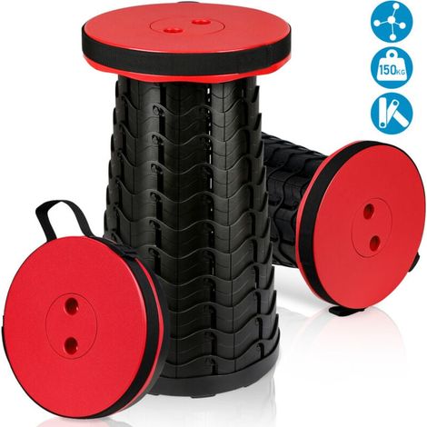 ALOVZE Tragbarer Teleskophocker, Klappsitz, tragbarer einziehbarer Hocker für Reisen, Camping, 45 x 26 cm, Rot (1/4)