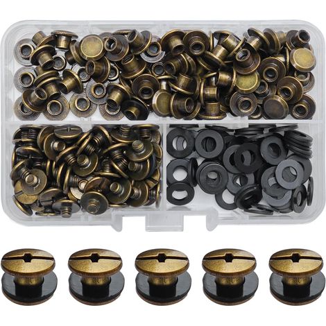 90 Kits Vis Chicago Screws,M54mm Vis de Livre,Rivet a Visser de remplacement en métal pour sacs, livres, colliers, sacs à dos, laisses de chien, laisses (Bronze) (1/5)