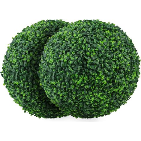 Boule Topiaire Artificielle - 12 cm et 15 cm - Décoration Extérieure et Intérieure - Lot de 2 (1/5)