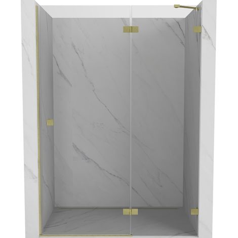Mexen Lunar porte de douche battante droite 130 cm, transparent, or brossé - 834-130-000-55-00-P (1/5)