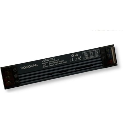 Trasformatore LED slim 24V dimmerabile DIP, alimentatore sottile IP20 uso interno, Disponibili 60W 100W 150W 200W 300W (200W) (1/4)