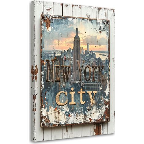 Tableau déco Lettrage New York vintage 40x60 (1/4)