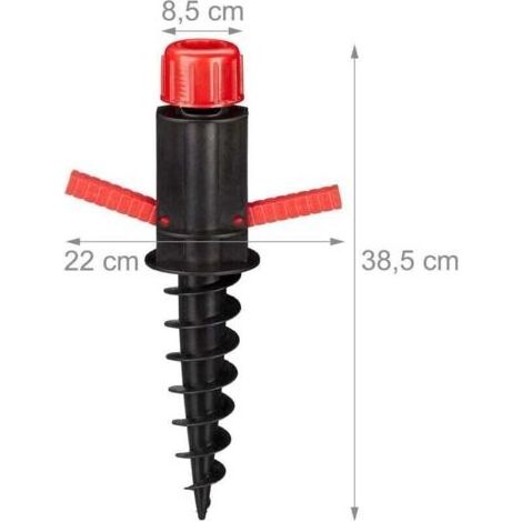 Noir Pied, Porte-parasol, Support à vis, Douille de sol, Diamètres 19-32 mm, Camping, Plage, rouge (1/4)
